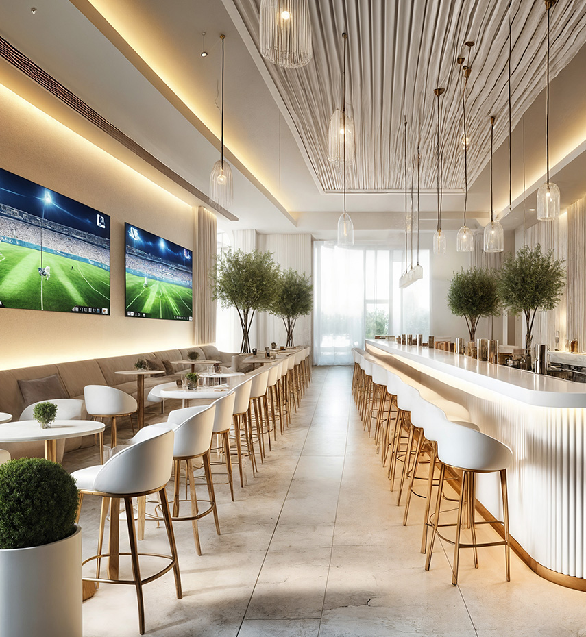 Heyecan, Lezzet ve Eğlencenin Buluşma Noktası.
Adrenalin dolu anlar, lezzetli içecekler ve dinamik bir atmosfer… Sports Bar, büyük ekranlarda canlı maç yayınları, özel içecekler ve enerjisi hiç bitmeyen ortamıyla spor tutkunlarını bir araya getiriyor. Heyecanı paylaşmak ve unutulmaz anlar yaşamak için doğru yerdesiniz!